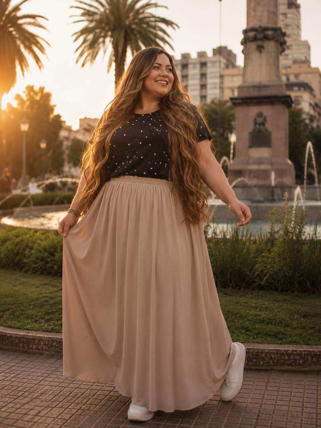 Crepe Silk Flowy Skirt - Wide